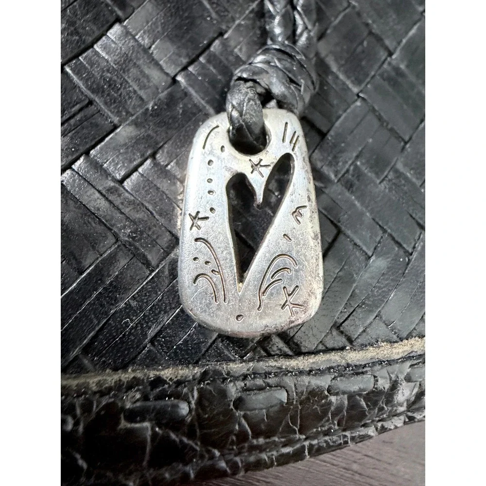 Brighton Brazilian Bree Woven Leather Wallet‎ Bifold Heart Charm